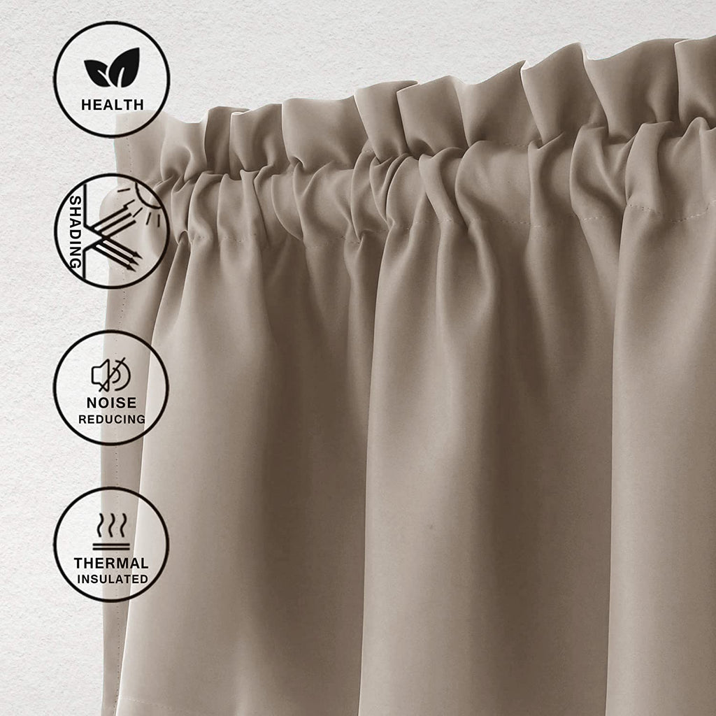 Hiasan Valance Curtains For Kitchen Blackout Thermal Insulated Solid Window Curtain Valance, Camel, 52 X 18 Inches, 1 Panel