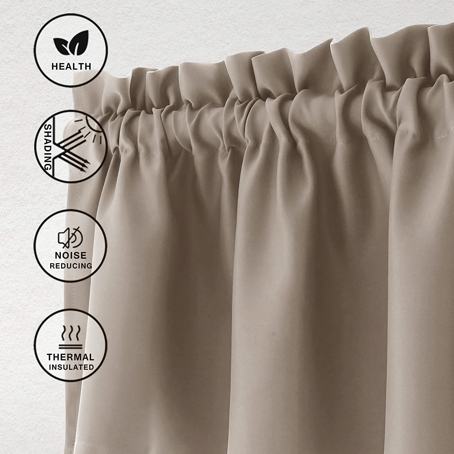 Hiasan Valance Curtains For Kitchen Blackout Thermal Insulated Solid Window Curtain Valance, Camel, 52 X 18 Inches, 1 Panel