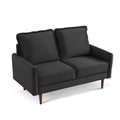 American Furniture Classics Black 57 Inch Wide Upholstered Two Cushion Loveseat with Cambered Arms Velvet, 57" x 32" x 39"