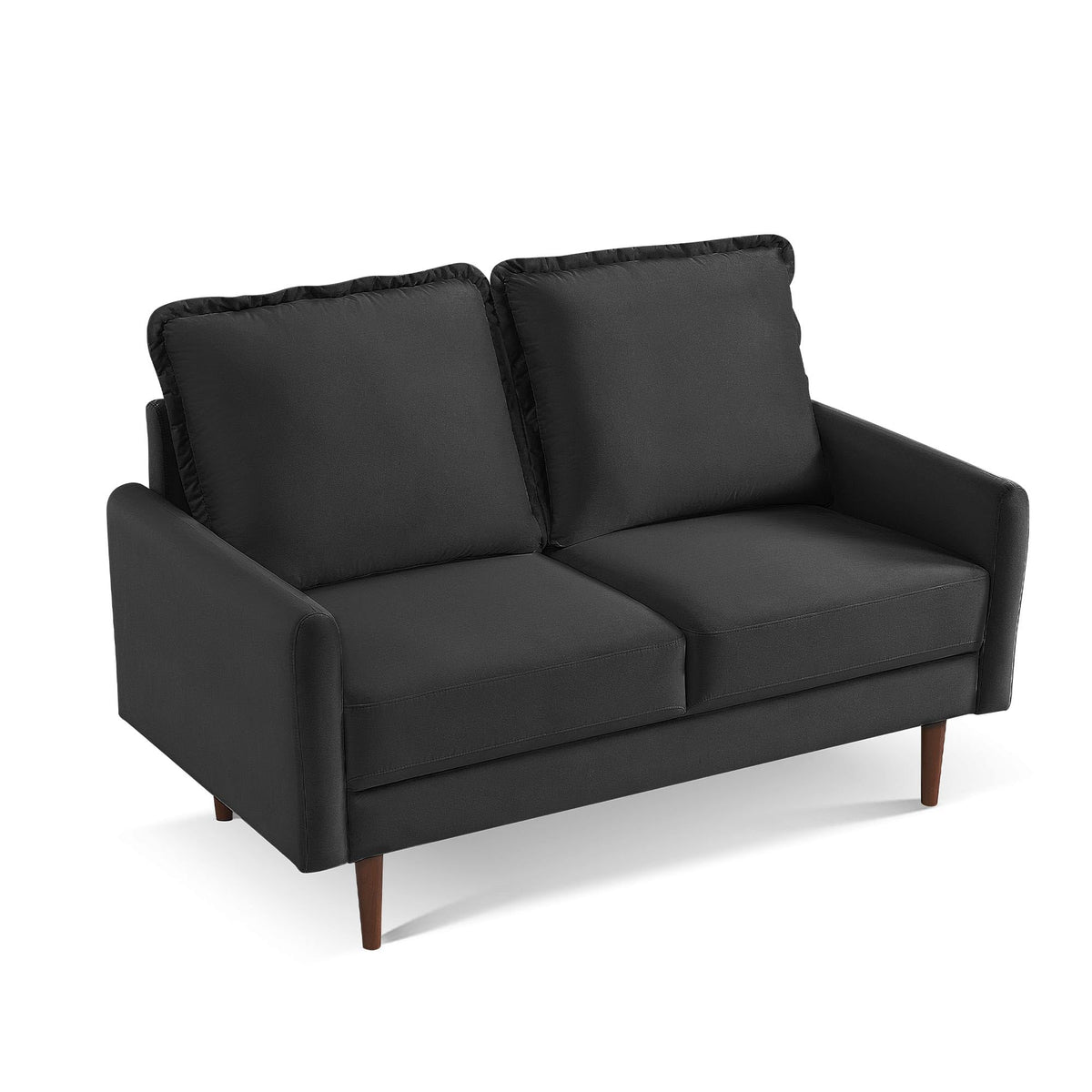 American Furniture Classics Black 57 Inch Wide Upholstered Two Cushion Loveseat with Cambered Arms Velvet, 57&quot; x 32&quot; x 39&quot;