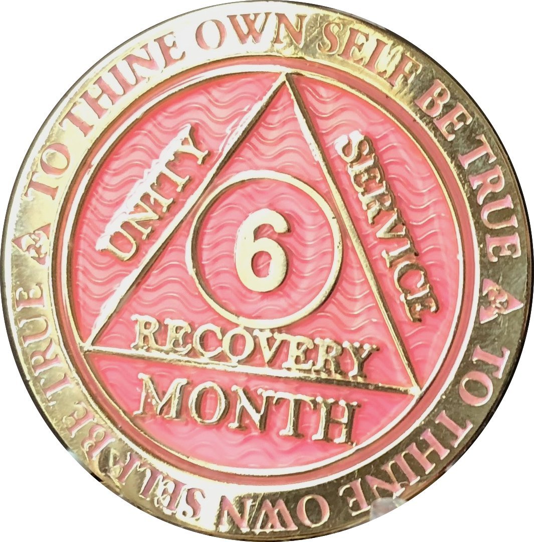 6 Month Aa Medallion Reflex Pink Gold Plated Chip
