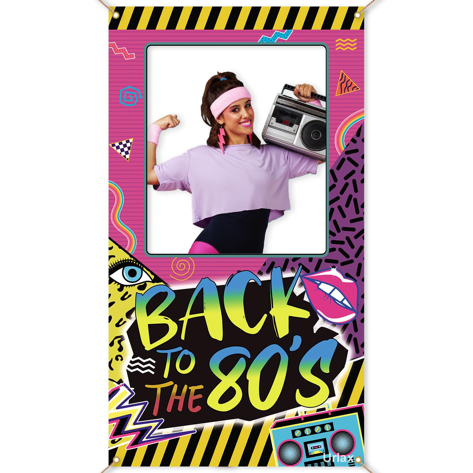 Back to The 80s Photo Booth Props 80s Party Decorations 1980s Hip Hop Party Decoration 80s Throwback Theme Colorful Birthday Pic