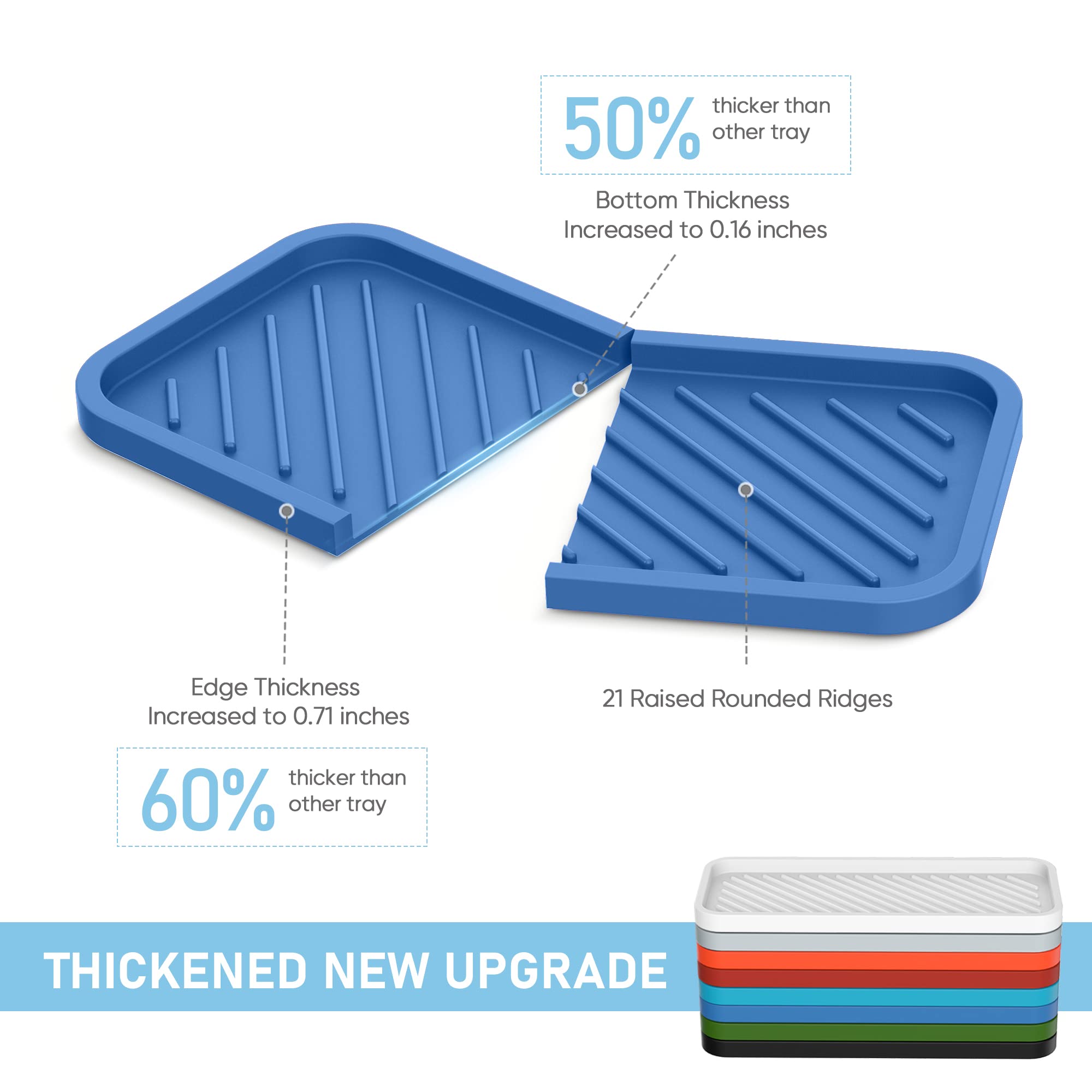 Eg-Sipro Silicone Sponge Holder,Large 10'' Kitchen Sink Organizer Tray Kitchen Soap Tray Soap Sponge Holder For Bathroom Counter