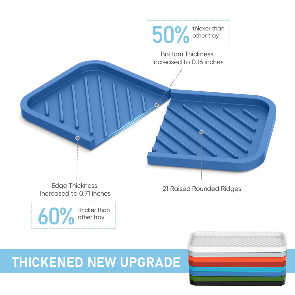 Eg-Sipro Silicone Sponge Holder,Large 10'' Kitchen Sink Organizer Tray Kitchen Soap Tray Soap Sponge Holder For Bathroom Counter