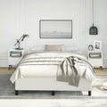 vidaXL Full Size Bed Frame with Plywood Slats, Platform Bed Frame, Faux Leather Upholstered Mattress Foundation, No Box Spring Needed & Easy Assembly, White, Without Mattress