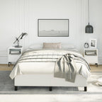 vidaXL Full Size Bed Frame with Plywood Slats, Platform Bed Frame, Faux Leather Upholstered Mattress Foundation, No Box Spring Needed & Easy Assembly, White, Without Mattress