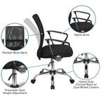 Flash Furniture Mid-Back Black Mesh Swivel Task Chair With Chrome Base