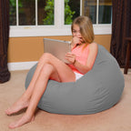 Posh Creations Bean Bag Chair For Kids, Teens, And Adults Includes Removable And Machine Washable Cover, Solid Black, 27In - Medium