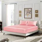 Siinvdabzx 3-Piece Set Satin Full Fitted Sheet & 2 Pillowcase, Blush Pink Silky Soft Fitted Bottom Sheet, Wrinkle Free, Fade Res