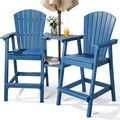 Pasamic Tall Adirondack Chairs Set Of 2, Allweather Hdpe Patio Chairs With Double Connecting Trays, Bar Height Heavyduty Outdo