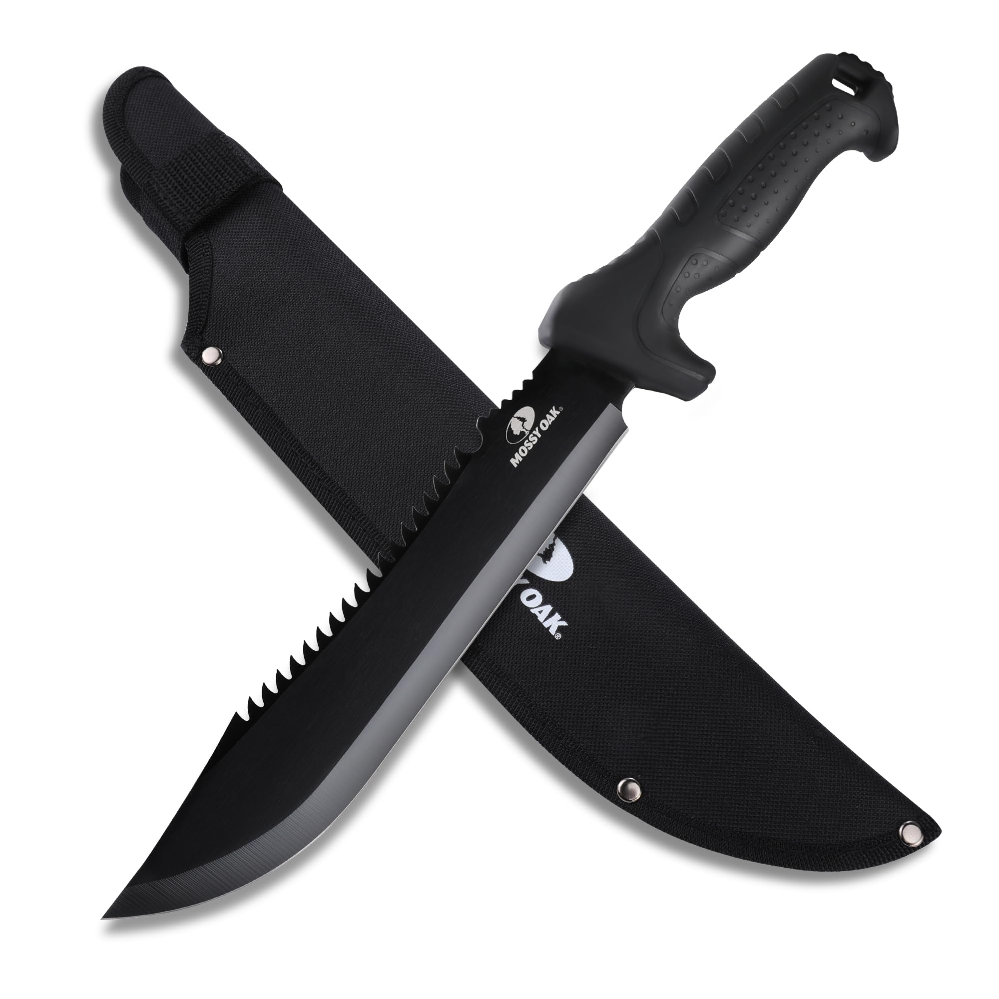 Mossy Oak Machete With Saw, 16' Sharp Machete With Sheath, Ergonomic No-Slip Handle, Machete For Bushcraft, Outdoor Hunting, Ga