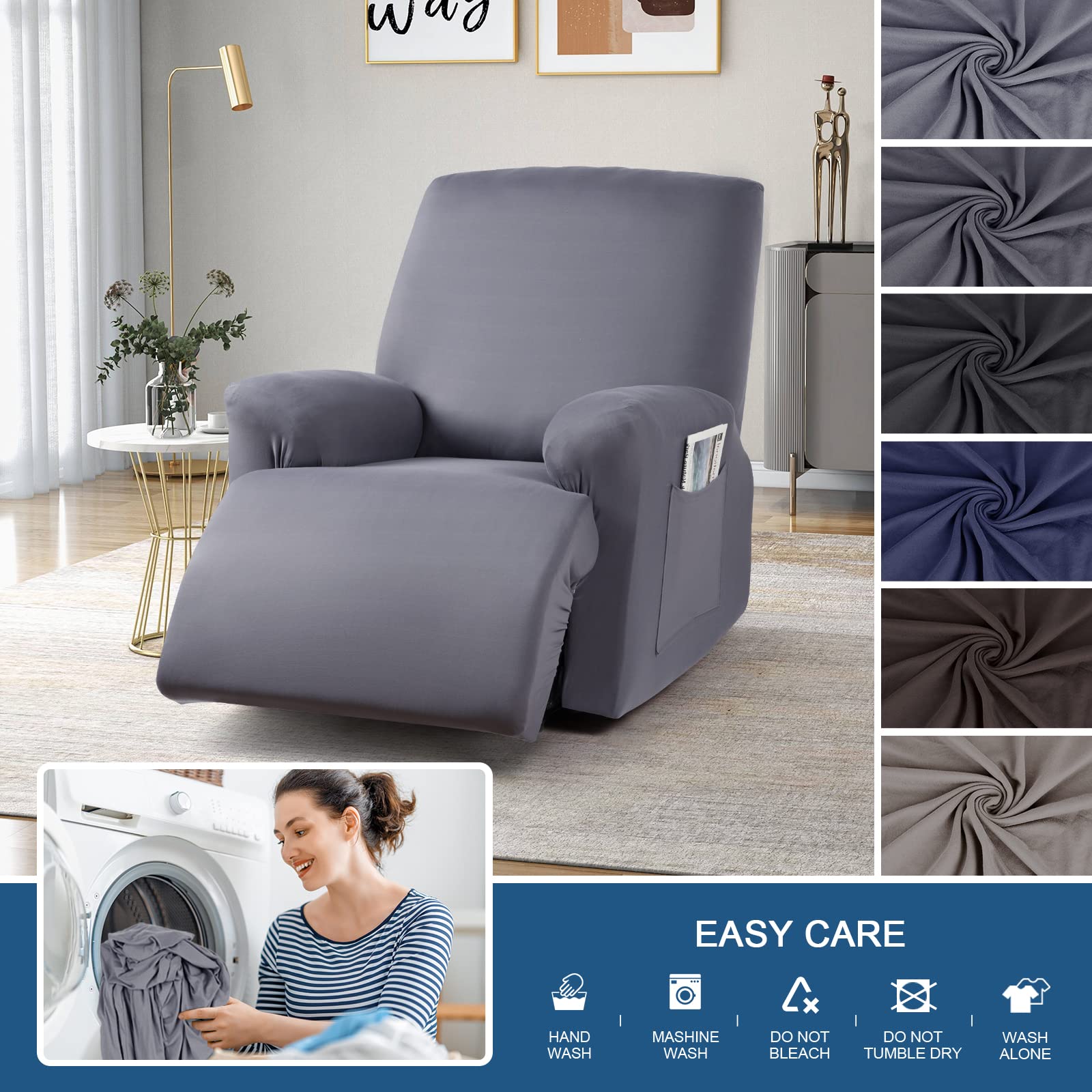 Taococo Stretch Recliner Couch Covers 3-Pieces Style Recliner Chair Covers Recliner Cover For Reclining Chair Slipcovers Feature