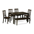 East West Furniture CAAN6-CAP-W Capri 6 Piece Kitchen Set Contains a Rectangle Table and 4 Dining Chairs with a Bench, 36x60 Inch
