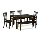 East West Furniture CAAN6-CAP-W Capri 6 Piece Kitchen Set Contains a Rectangle Table and 4 Dining Chairs with a Bench, 36x60 Inch
