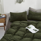 Karever Dark Green Velvet Comforter Set Full Army Green Flannel Velvet Bedding Comforter Set All Deep Green 3 Pcs Shaggy Soft Wa