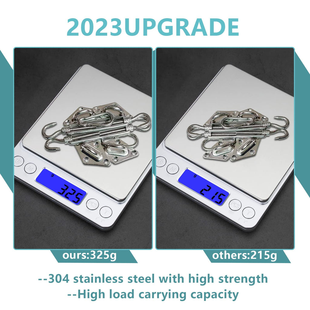 Fzeneast Shade Sail Hardware Kit, 5 Inch Super Heavy Duty 304 Marine Grade Stainless Steel Sun Shade Hardware Kit For Triangle/Rectangle/Square Sun Shade Sails Installation (40 Pcs)
