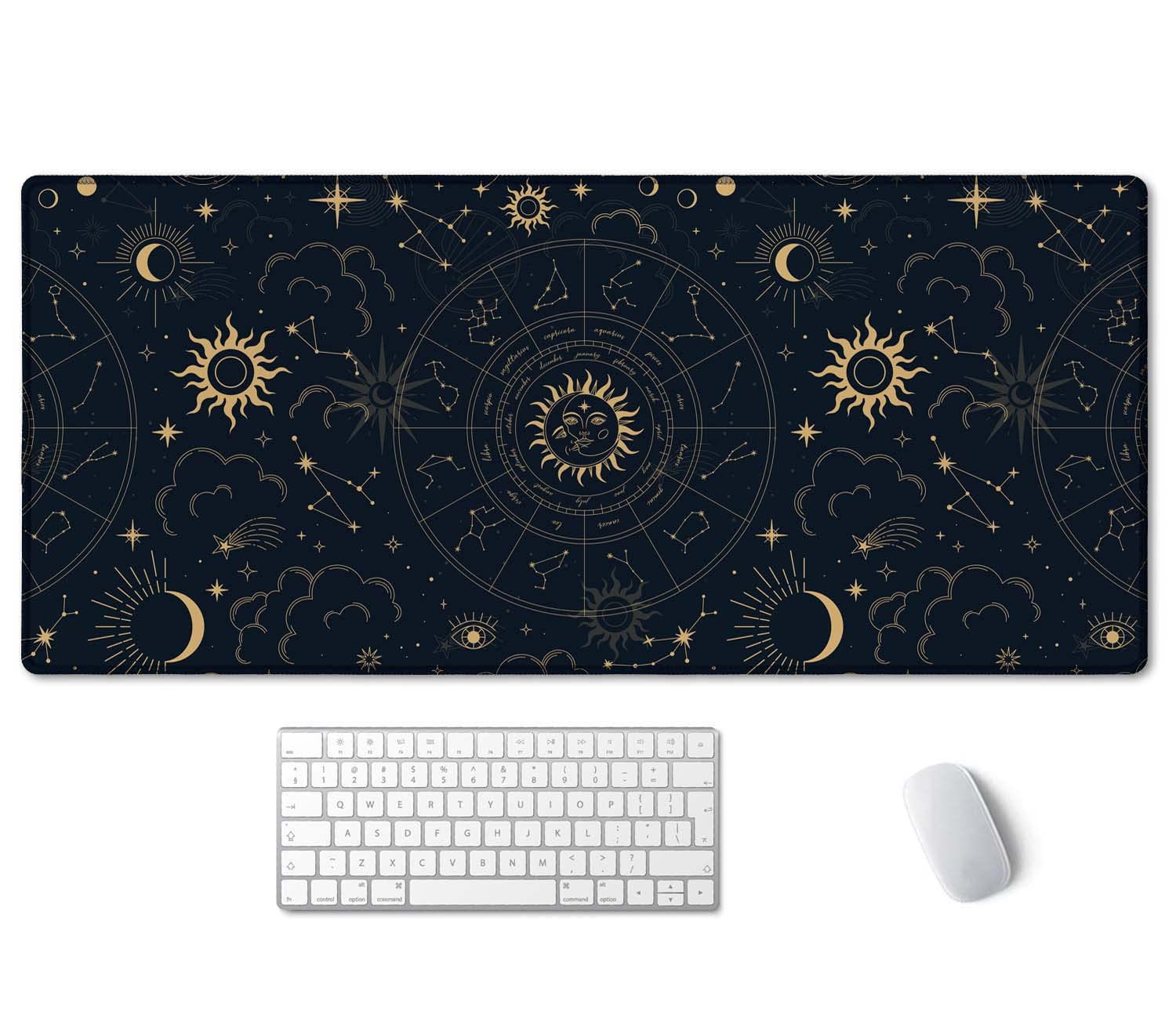 Ssoiu Zodiac Wheel Desk Mat, Celestial Desk Pad, Astrology Large Gaming Mouse Pad 35.5X15.7Inch Xxl Large Big Computer Keyboard