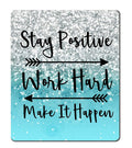 Amcove Gaming Mouse Pad Custom, Stay Positive Work Hard And Make It Happen Inspirational Quotes Mouse Pad Art Blue Glitter Black