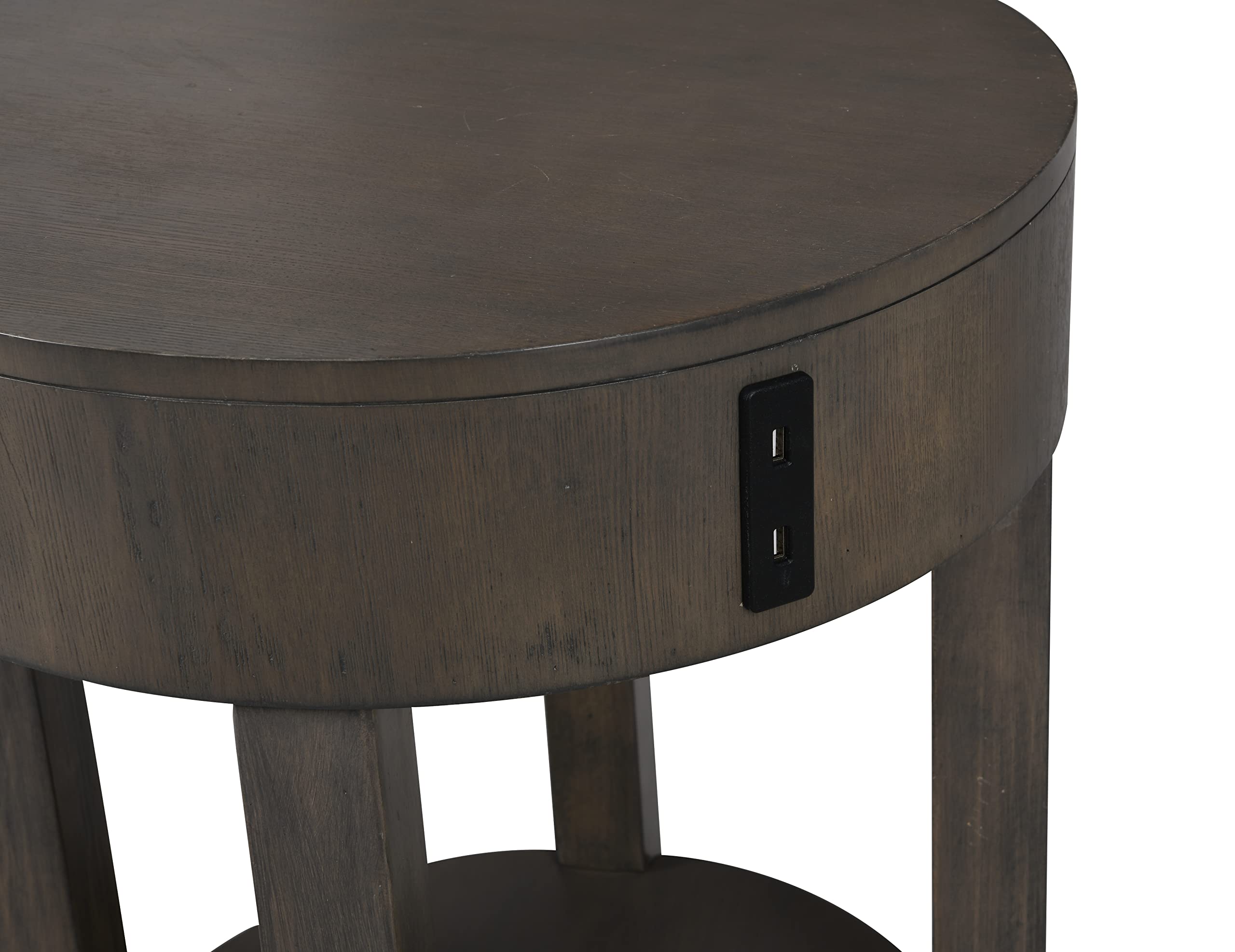Lilola Home Jonah Light Brown MDF End Table with USB Ports