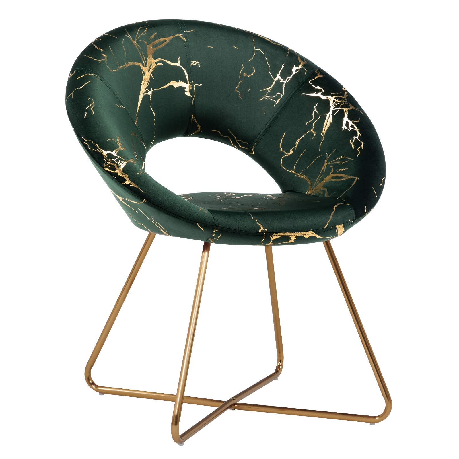 Duhome Dark Green Accent Chair Velvet Vanity Chair Lliving Room Chairs Desk Chair With Golden Legs Mid-Back 1 Pcs