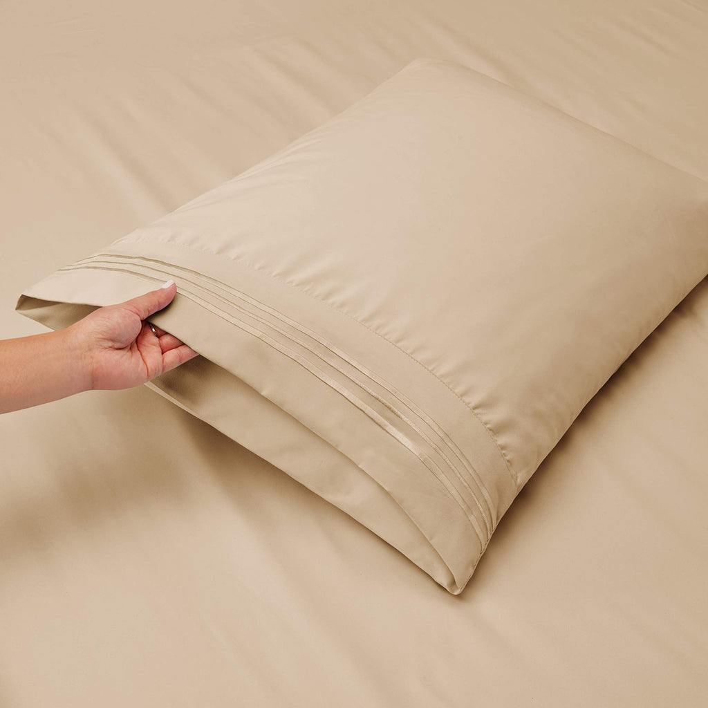 Clara Clark King Sheets, 6 Piece Set - Hotel Luxury Sheets For King Size Bed, Super Soft Bedding Sheets & Pillowcases, King Size Sheets, Beige Cream