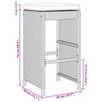 vidaXL High Garden Bar Stools with Cushions 6 Pcs Brown PE Rattan Stool, Outdoor Bar Stool, Bar Chair, Garden Stool