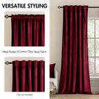 Miulee Velvet Curtains 96 Inches 2 Panels - Luxury Blackout Curtains For Bedroom Living Room Thermal Insulated Super Soft Christmas Window Drapes Rod Pocket & Back Tab, Burgundy Red, W52 X L96 Inches