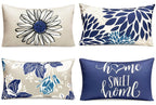 Rysmiyou Decorative Throw Pillow Covers Set Of 4 Blue Pillow Covers 12X20 Inch Throw Pillow Cases Linen Square Pillow Case,Farmh