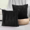 Futei Black Striped Decorative Throw Pillow Covers 24X24 Inch Set Of 2,Square Spring Decorations Couch Euro Pillow Case,Soft Coz