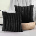 Futei Black Throw Pillow Covers 20X20 Inch Set Of 2,Square Cushion Case,Spring/Winter Home Pillows Decorative,Soft Cozy Faux Rab