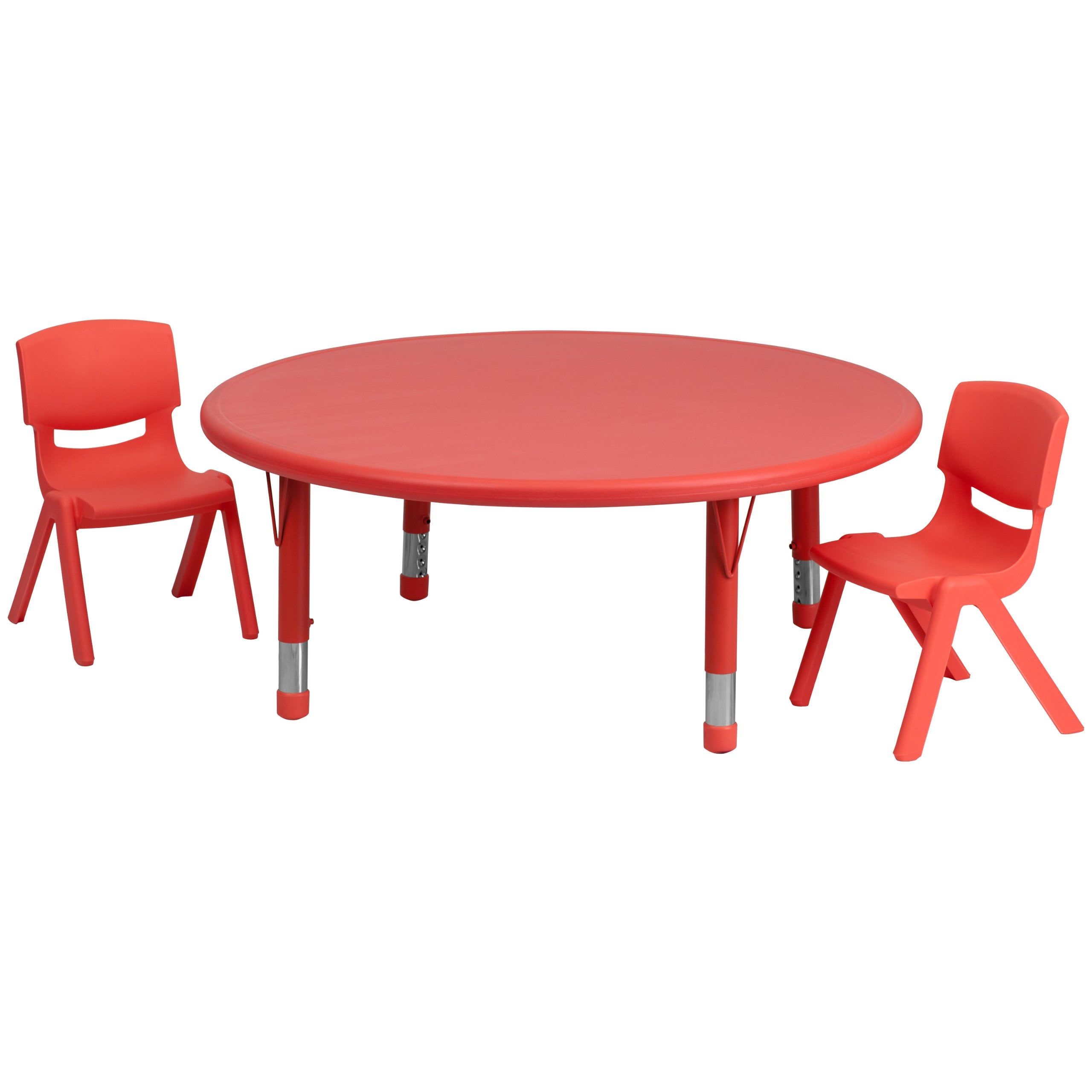 Flash Furniture Round Activity Table Set, 45"W X 45"D X 14.50" - 23.75"H, Red