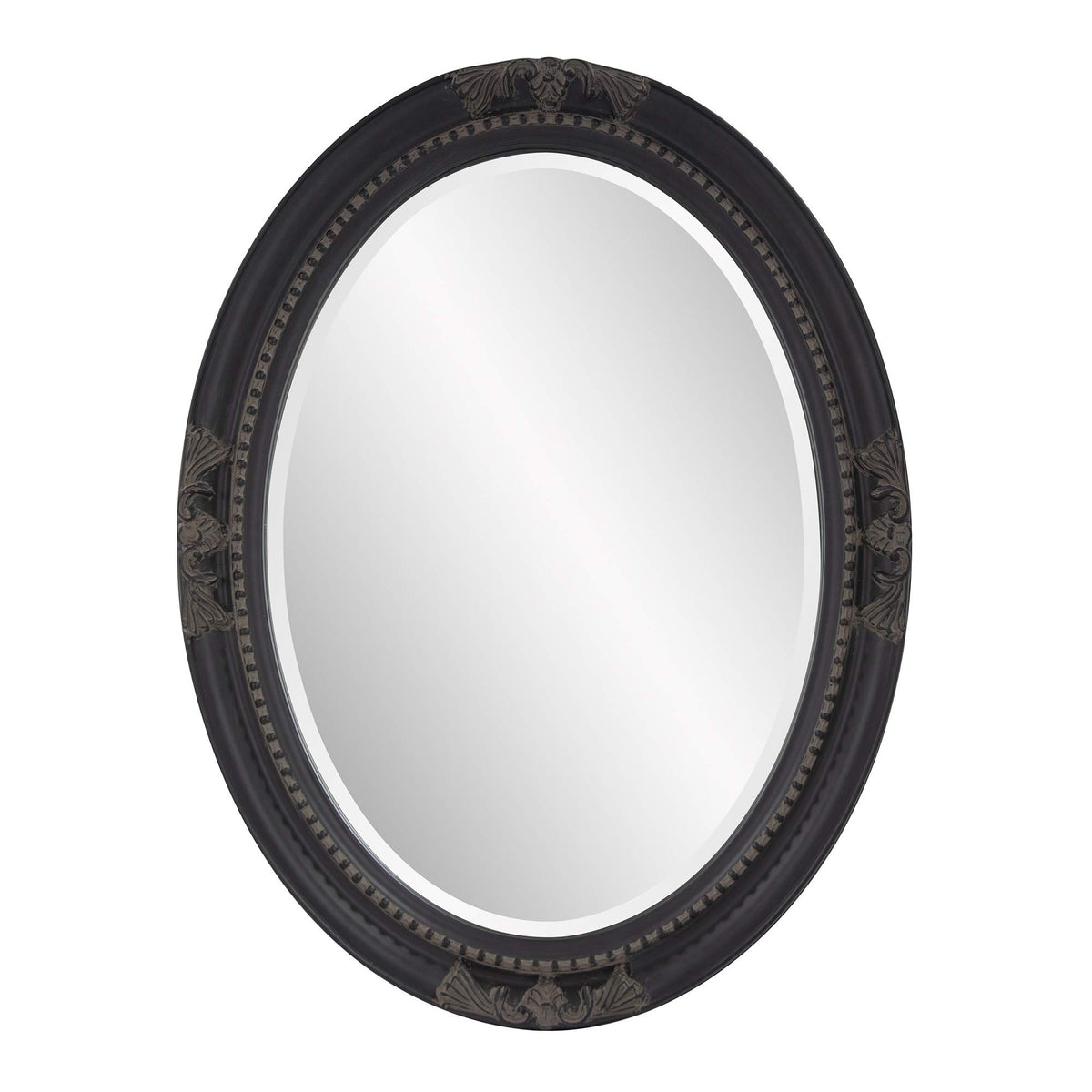 HomeRoots Oval Shaped Antique Black Finish Wood Frame Mirror