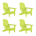 Westintrends Outdoor Adirondack Chairs Set Of 4, Plastic Fire Pit Chair, Weather Resistant Folding Patio Lawn Chair For Outside Deck Garden Backyardf Balcony, Lime