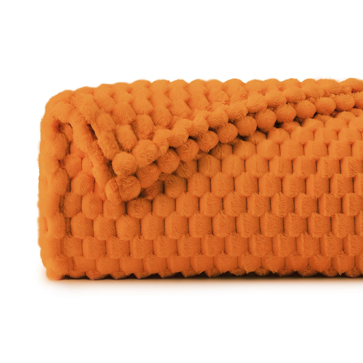 Bedelite Fleece Blanket Twin Blanket For Bed Couch, 3D Jacquard Decorative Orange Fall Throw Blanket, Soft And Cozy Warm Plush F