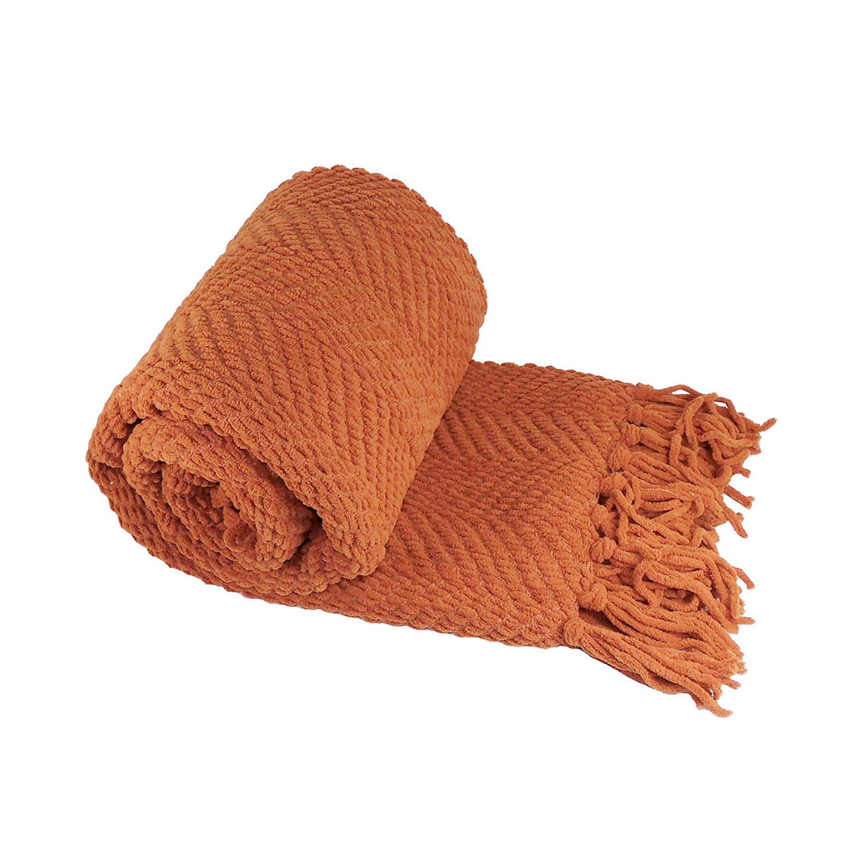 Home Soft Things Throw Blanket Knitted Tweed Throw 60' X 80', Rust, Super Soft Cozy Warm Comfortable Breathable Throw For Livi
