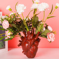 Human Heart Organ Shape Vase Creepy Halloween Home Desk Flowers Pot Decor, Medium Size 6.2 x 4.2, Red