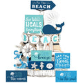 15 Pieces Summer Beach Tiered Tray Decor Set Farmhouse Ocean Wood Sign Rustic Beach Tiered Tray Decorations for Outdoor Kitchen 
