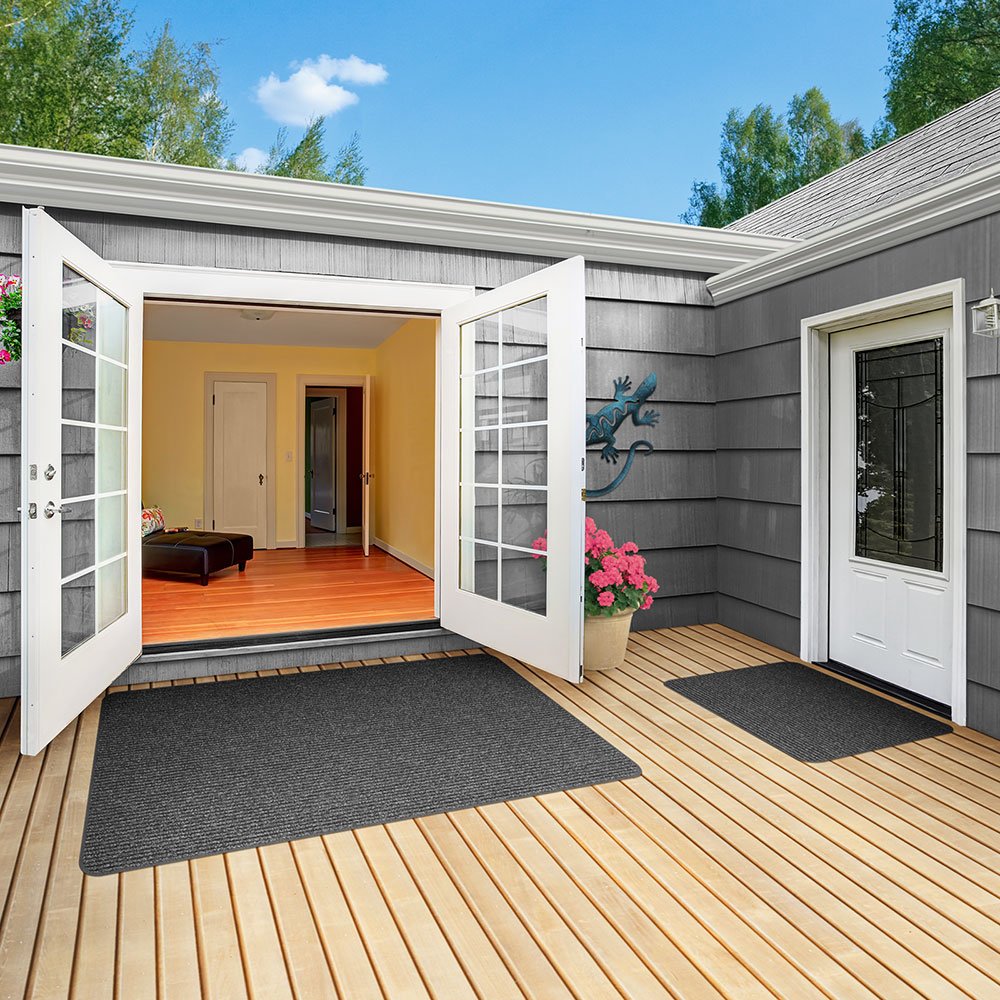 House, Home And More Skid-Resistant Heavy-Duty Door Mat - Charcoal Black - 2 Feet X 4 Feet