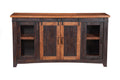 Martin Svensson Home Santa Fe Solid Wood Tv Stand, 65", Antique Black And Aged Distressed Pine