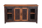 Martin Svensson Home Santa Fe Solid Wood Tv Stand, 65", Antique Black And Aged Distressed Pine