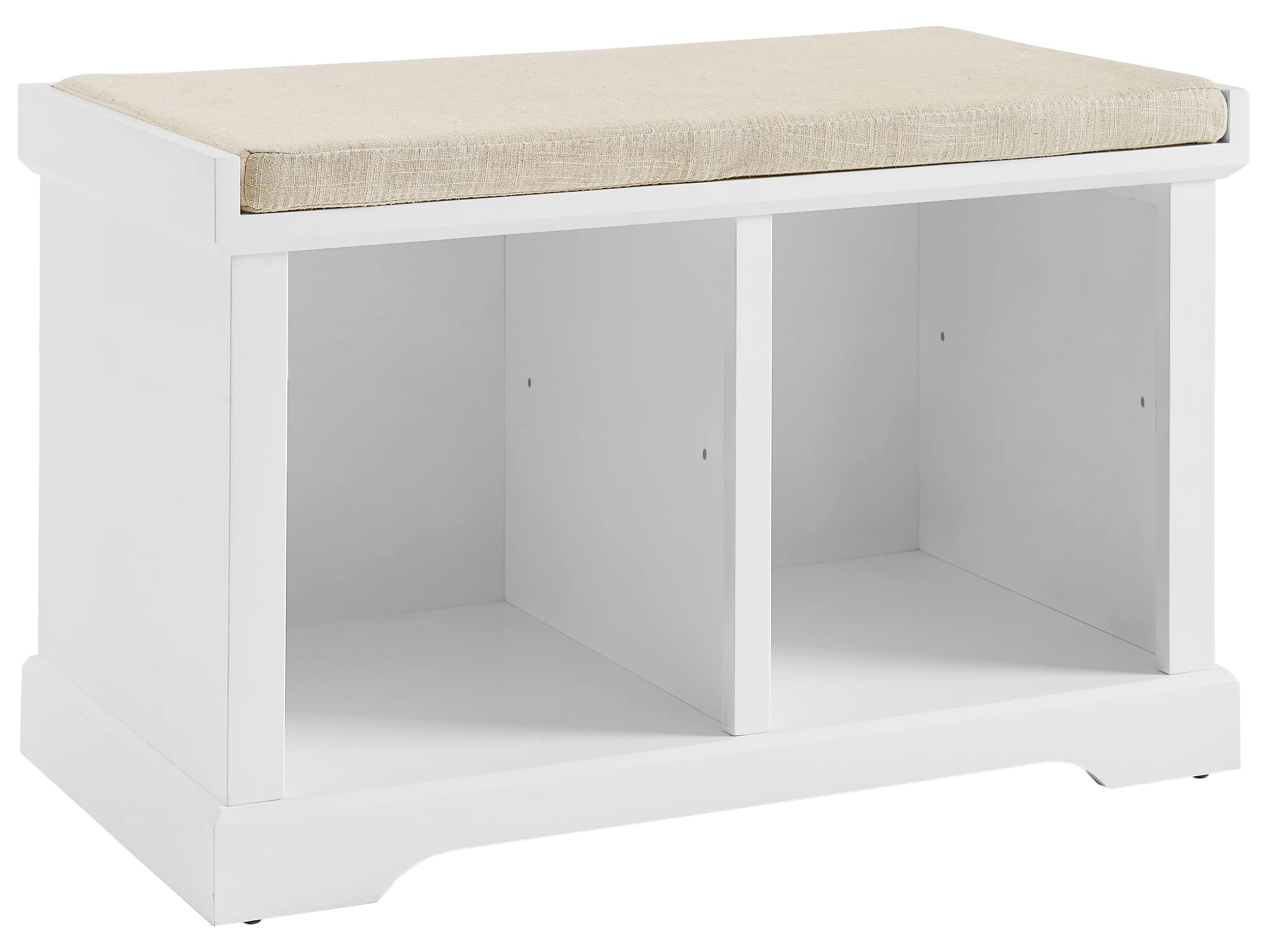 Crosley Furniture Anderson Entryway Storage Bench with Shoe Rack Organizer Shelves, White