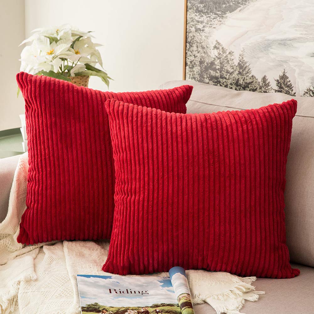 Miulee Pack Of 2 Corduroy Soft Soild Decorative Square Throw Pillow Covers Set Cushion Cases Pillowcases For Sofa Bedroom Car 24