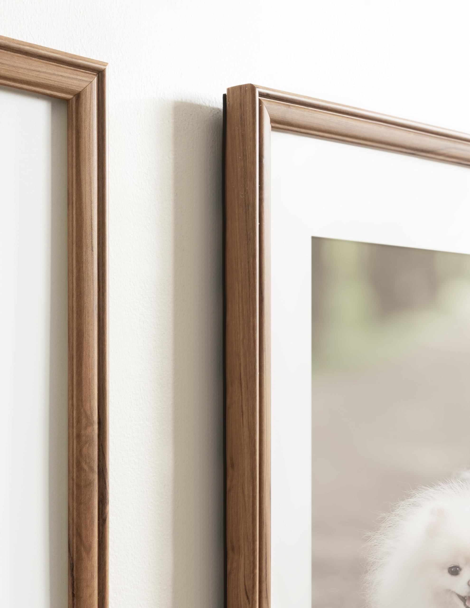 Kate And Laurel Adlynn Rectangle Picture Frame Set Of 4, 11 X 14 Matted To 8 X 10, Brown, Transitional Four-Piece Frame Set For