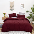 Karever Burgundy Comforter Set Queen Size Dark Red Bedding Set Pure Burgundy Bedding Soft Durable Quilt Set Kids Teens Adult Lig