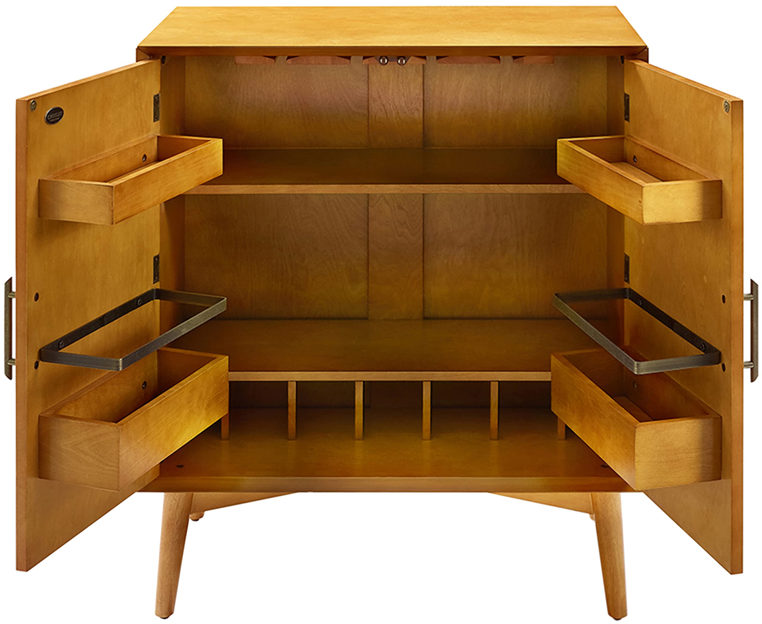 Crosley Furniture Landon Bar Cabinet With Storage Shelves And Wine Rack, Acorn