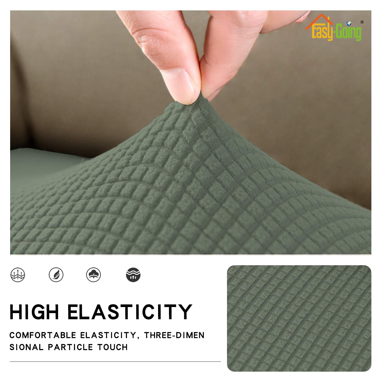 Easy-Going Stretch Cushion Cover Sofa Cushion Furniture Protector Sofa Seat Sofa Slipcover Sofa Cover Soft Flexibility With Elastic Bottom( Sofa Cushion,Greyish Green)
