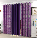 Galaxy Home Decor Indica Print Combo 3 Piece Curtains for Long Door 9 Feet, Purple (Purple, Long Door  9 Feet)