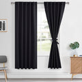 Hiasan Black Out Curtains 63 inch Long Sewn with Tiebacks, Rod Pocket & Back Tab Blackout Thermal Insulated Drapes, Room Darkeni