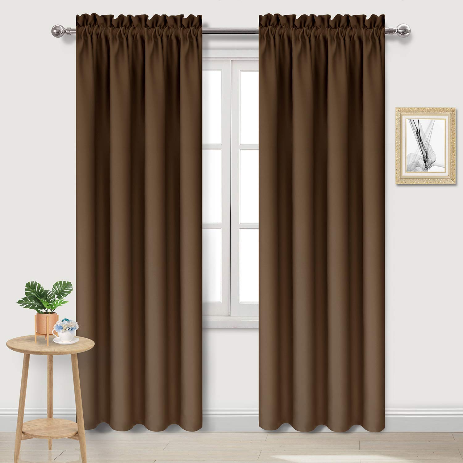 Dwcn Blackout Curtains For Bedroom - Thermal Insulated Energy Saving Drapes For Living Room, Brown, W 38 X L 84 Inch, Set Of 2 R