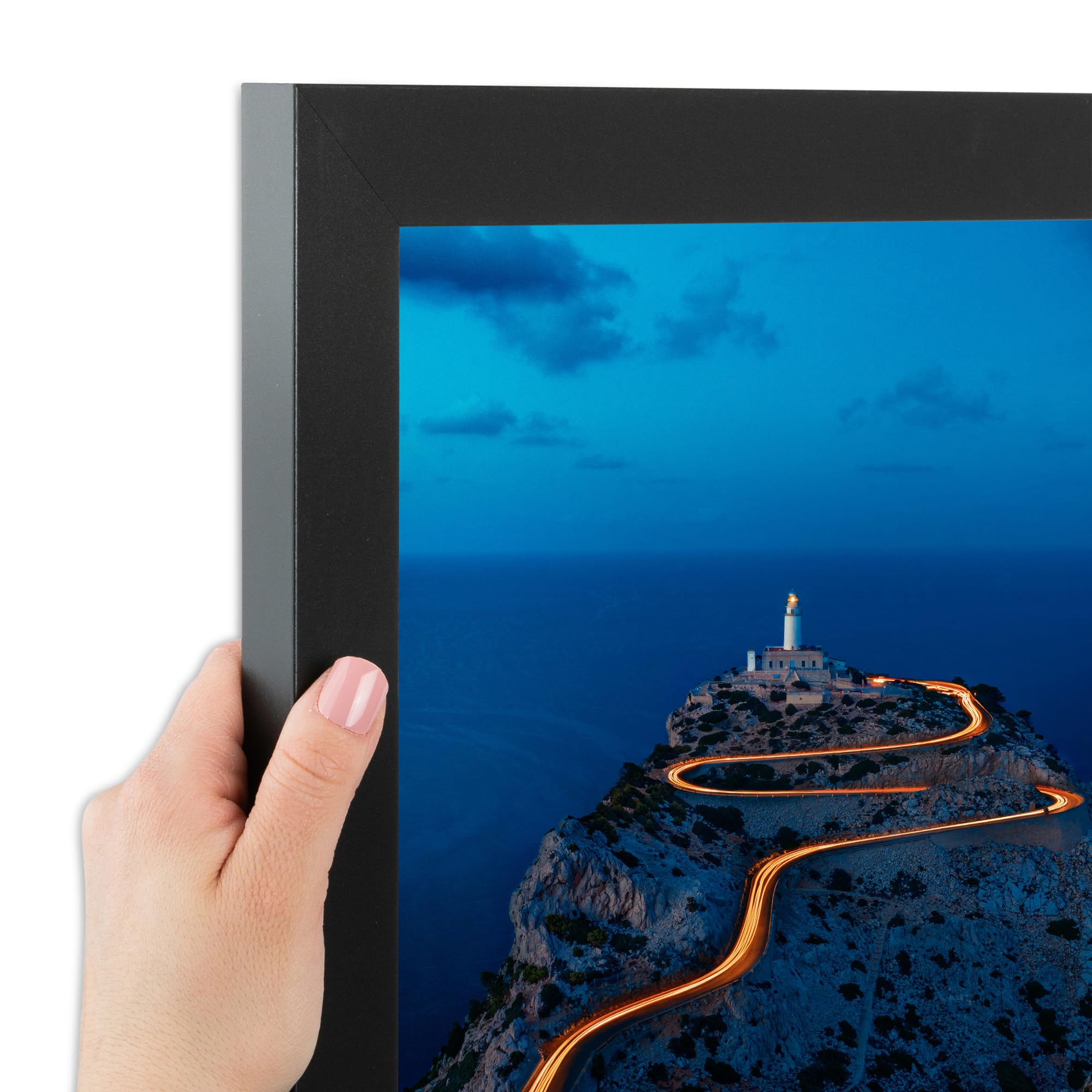 ArtToFrames 19x27 Inch Black Picture Frame, This 1.25 Inch Custom Poster Frame is Soft Black - Comes with Economy Acrylic and Co